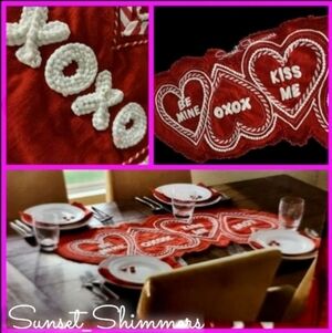 Valentines Sugar Cookie Frosting Conversation Heart Table Runner 36" NEW